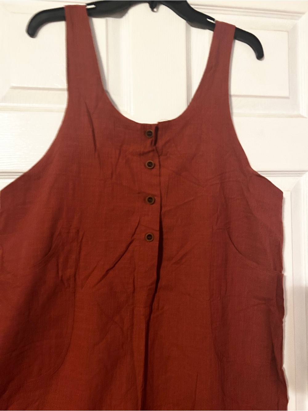 Amazon Sleeveless Button-Front Rust Jumpsuit - Picture 2 of 7